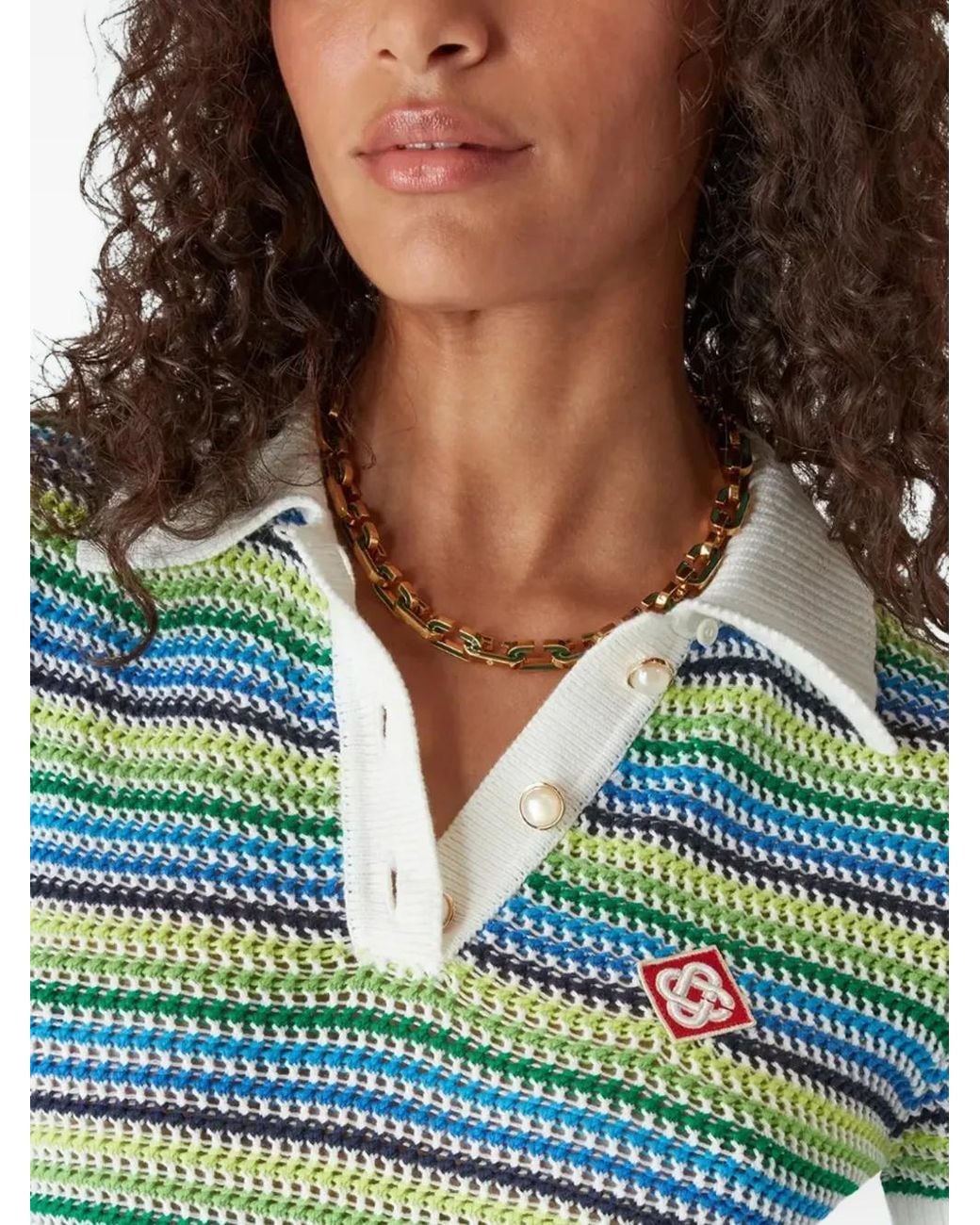 Casablanca Green Striped Collared Mini Dress