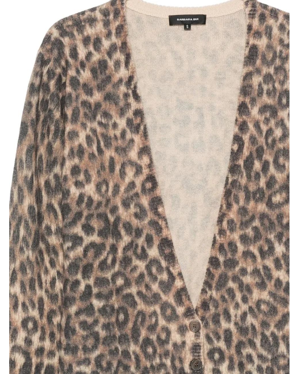 Barbara Bui Brown Leopard-Print Cardigan