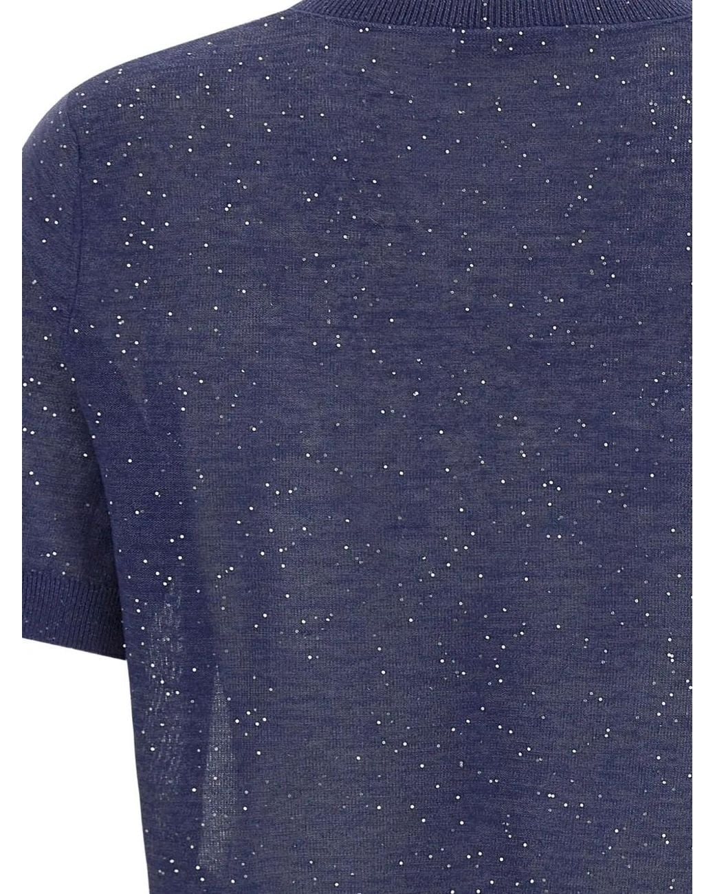 Kangra Blue Sequin Crew-Neck Sweater