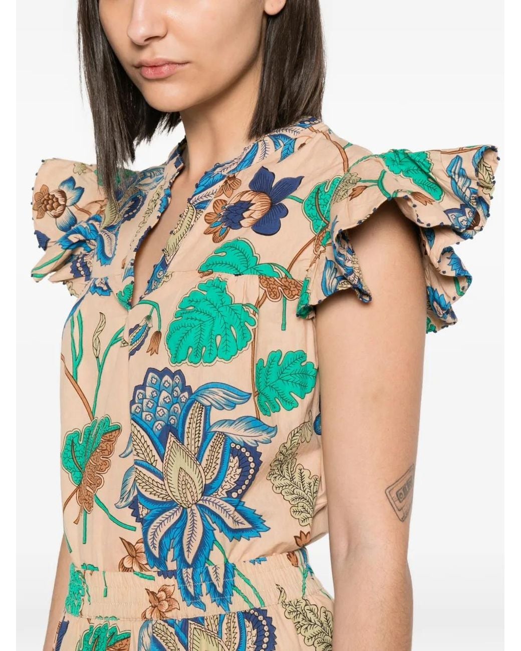 PHILIPPA 1970 Blue Blouse Wendy À Fleurs