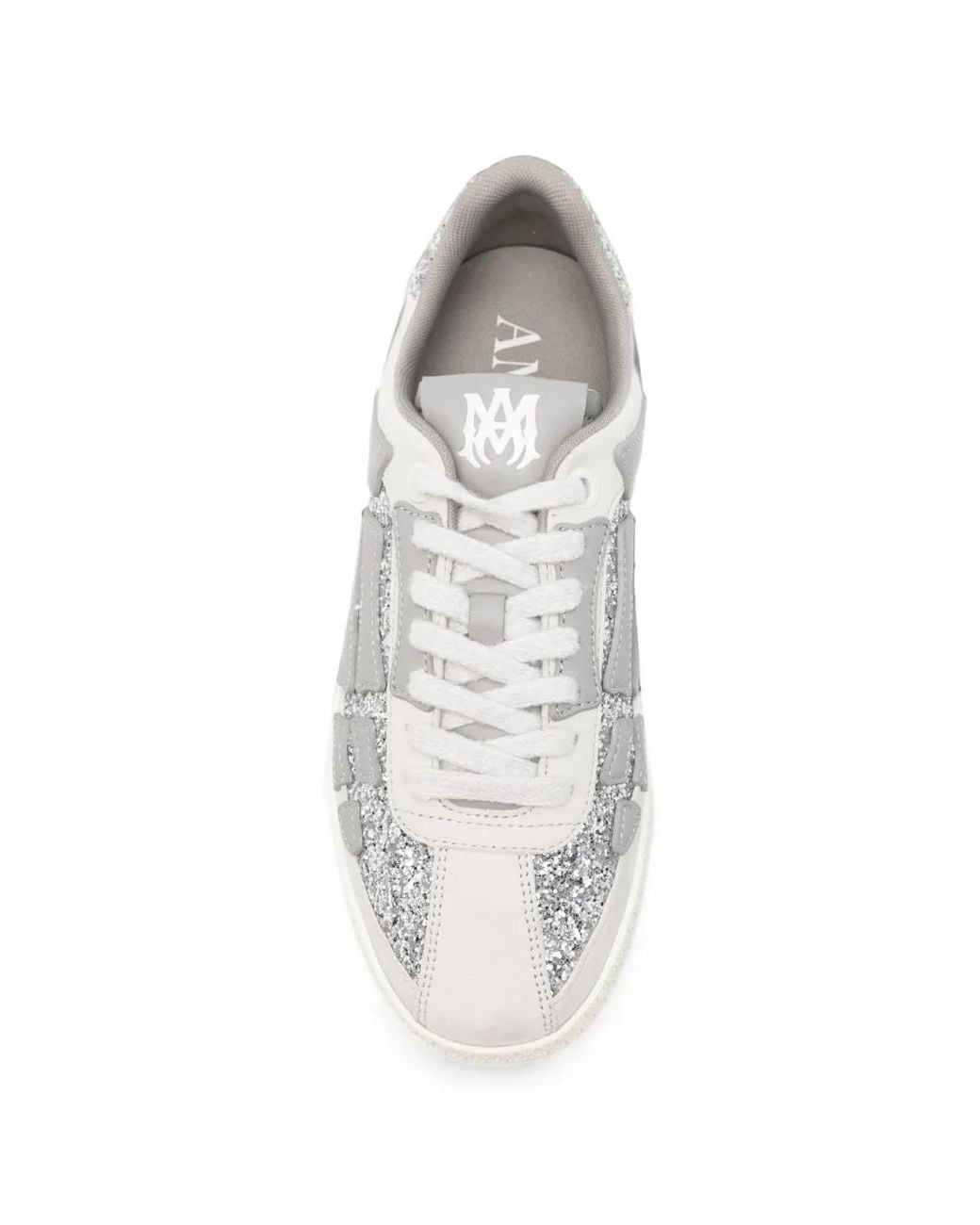 Amiri White Pacific Bones Glitter-Embellished Sneakers