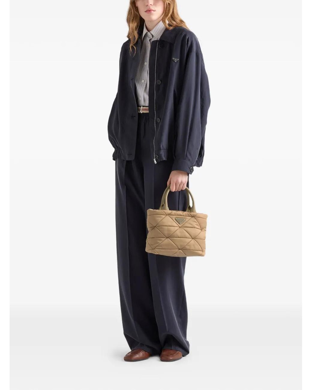 Prada Natural Small Padded Re-Nylon Tote