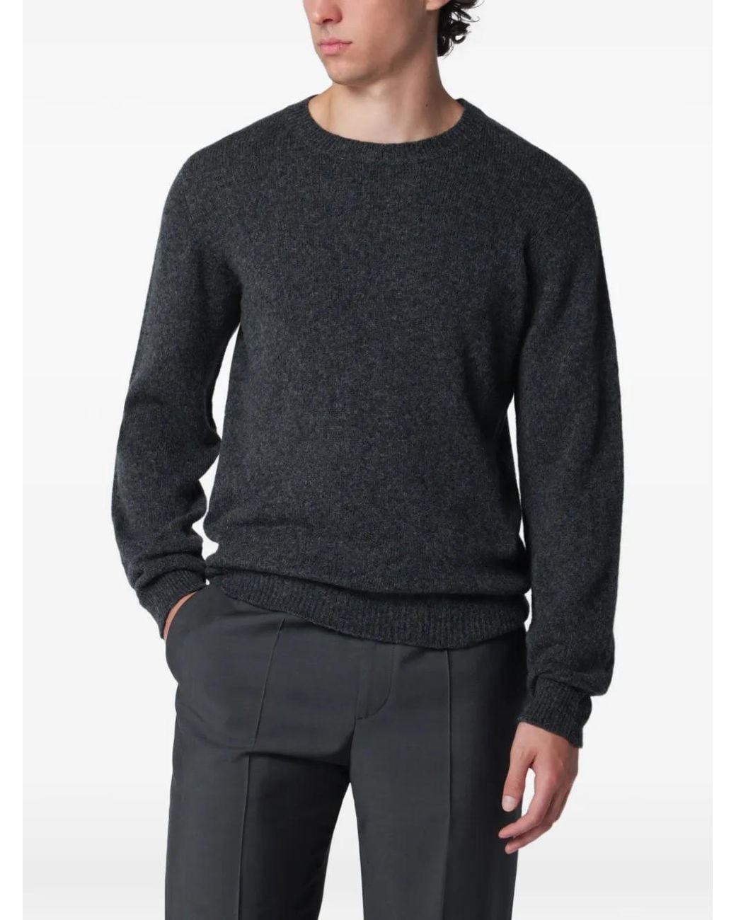 Roberto Collina Black Crew-Neck Long-Sleeve Sweater for men