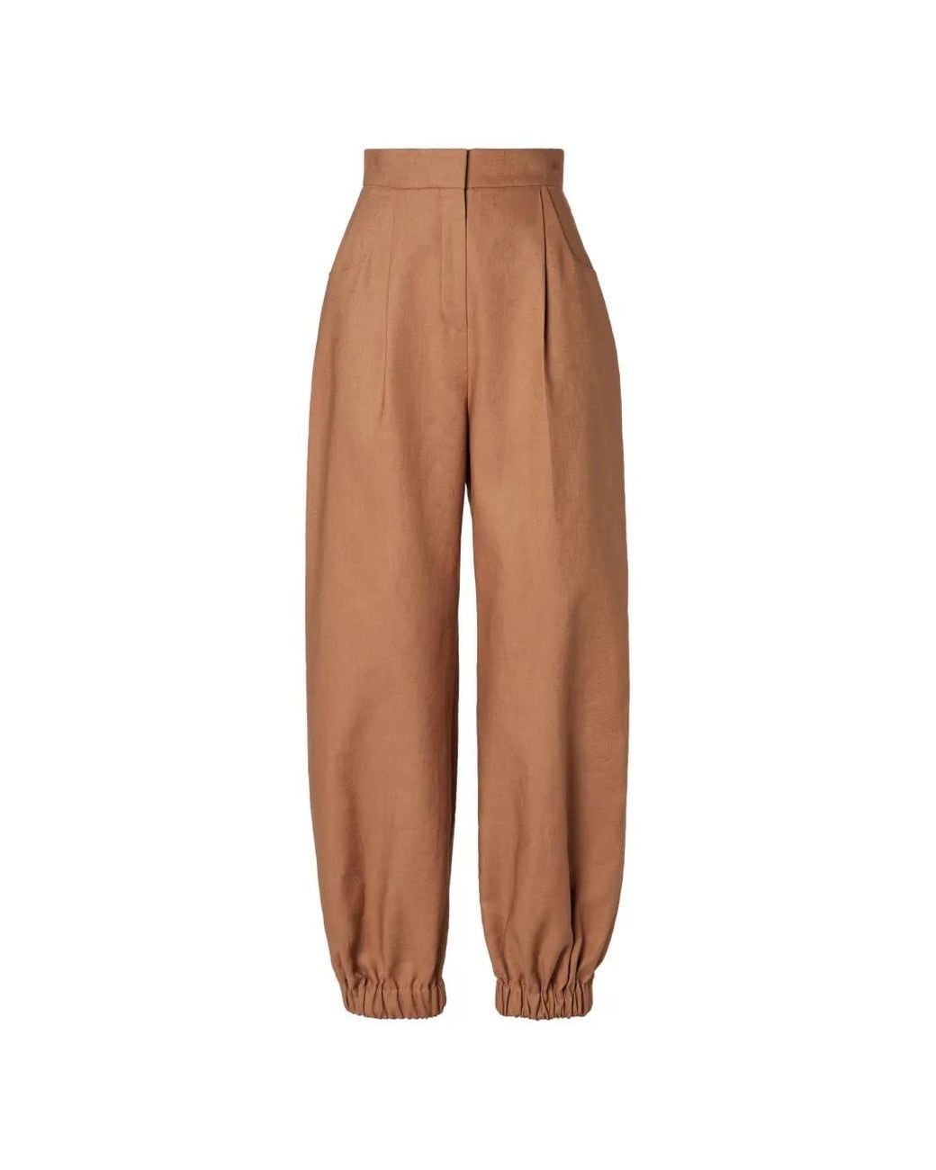 Fendi Brown Cotton And Linen Trousers