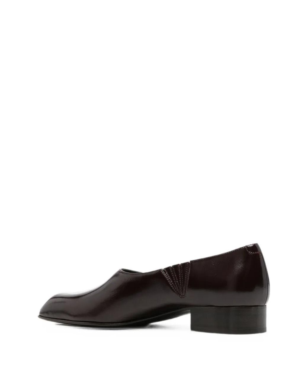 Khaite Red Leather Square-Toe Loafers