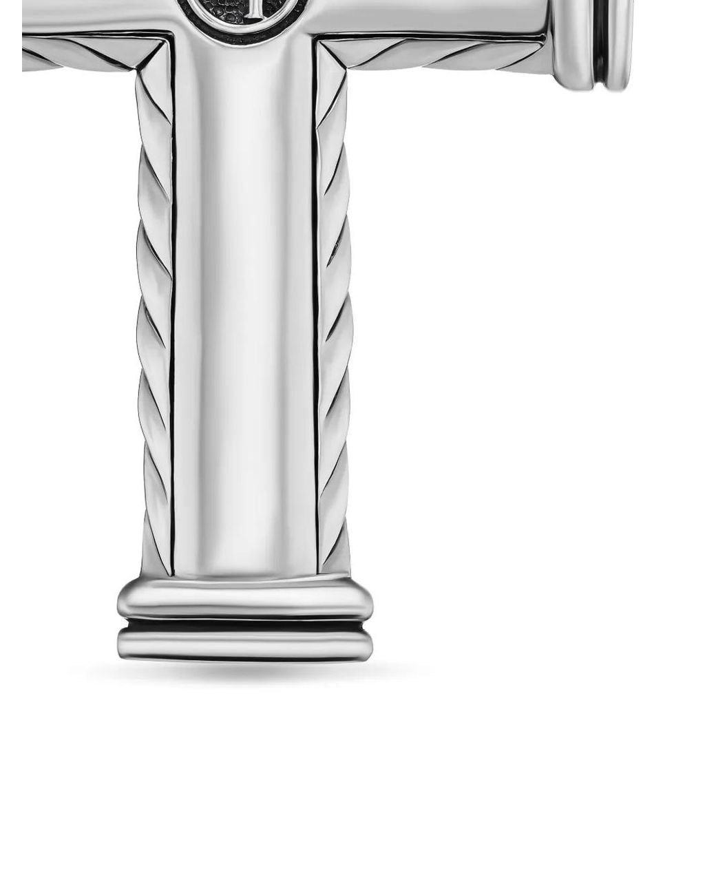 David Yurman White Sterling Chevron Cross Diamond Pendant (41.7Mm) for men