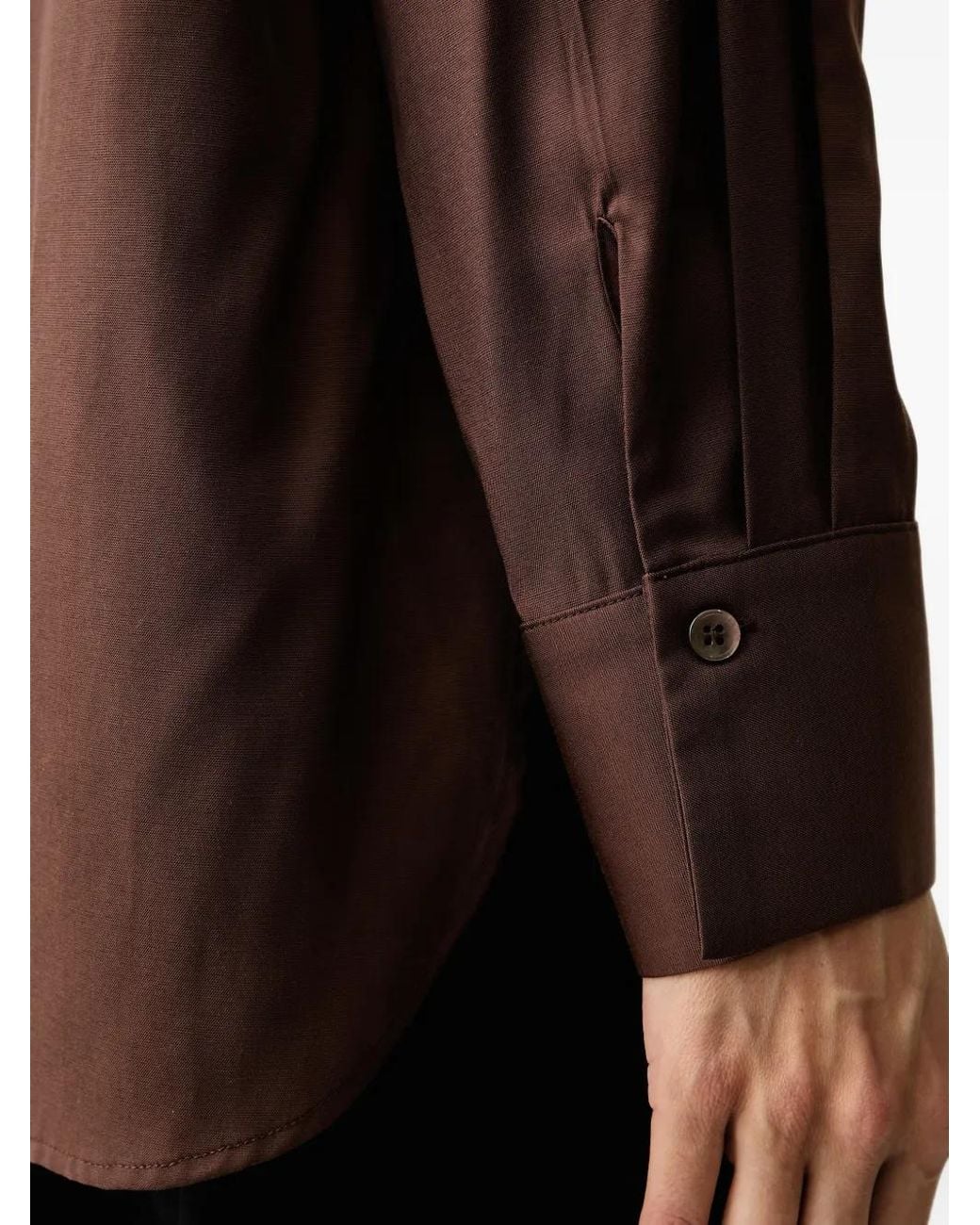 ELEH Brown Pussy-Bow Long-Sleeve Shirt