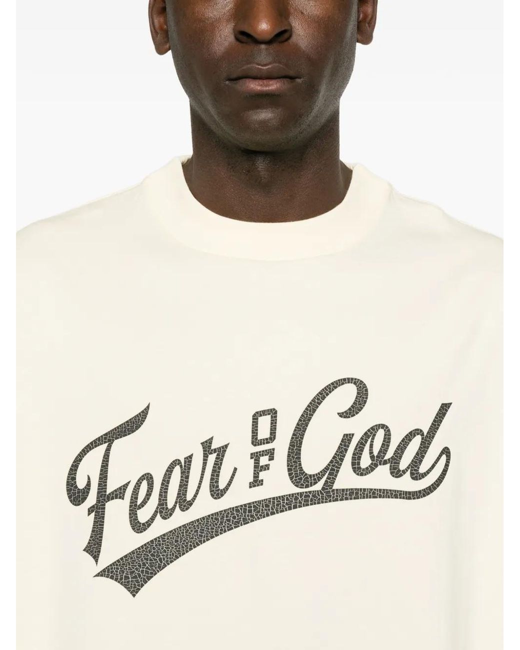 Fear Of God White Graphic-Print Cut-Off T-Shirt for men