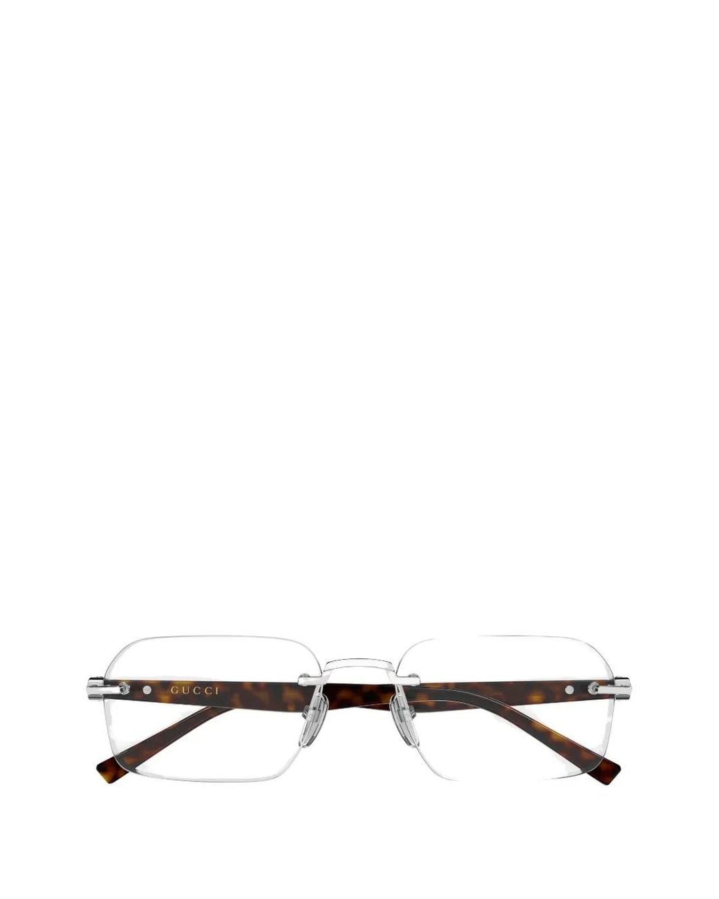 Gucci Brown Rimless Glasses for men