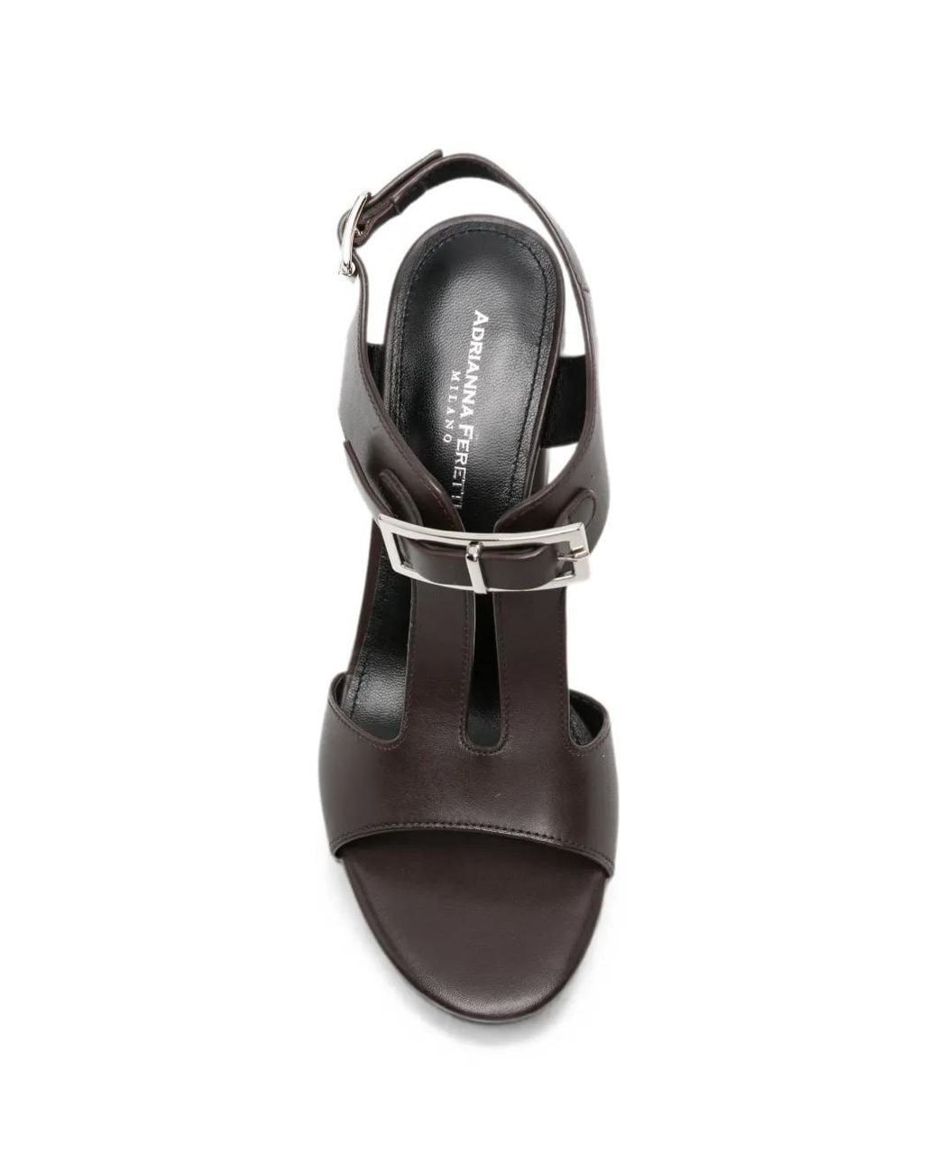 ADRIANNA FERETTI Black Buckle-Detail T-Bar Sandals