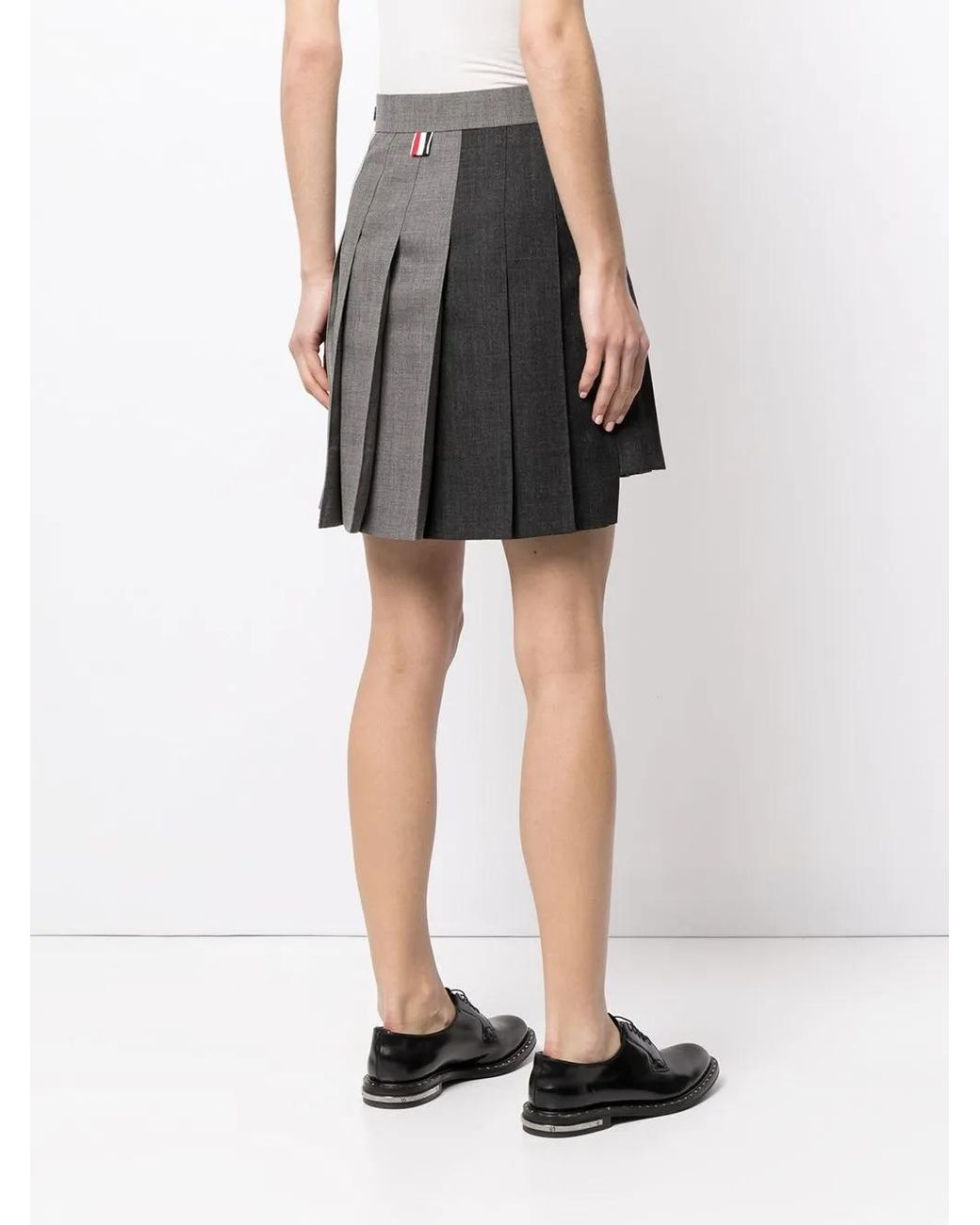 Thom Browne Gray Pleated Mini Skirt