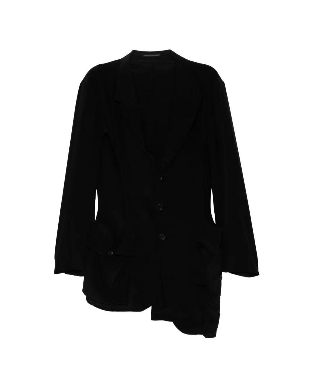 Yohji Yamamoto Black Asymmetric Hem Jacket for men