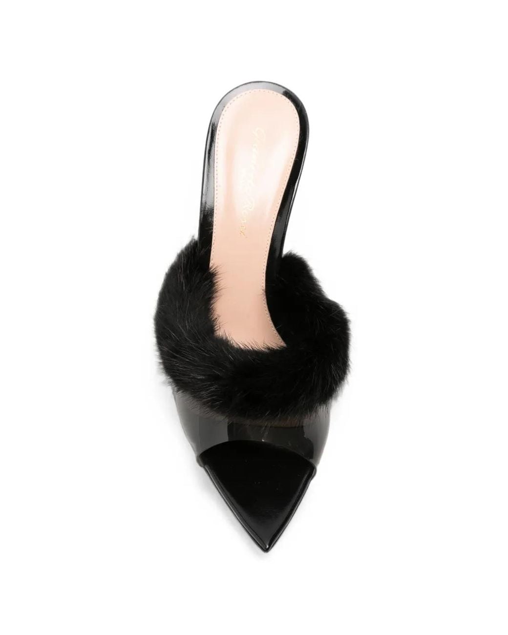 Gianvito Rossi White Plexi Feather-Trim Pointed-Toe Heeled Sandals