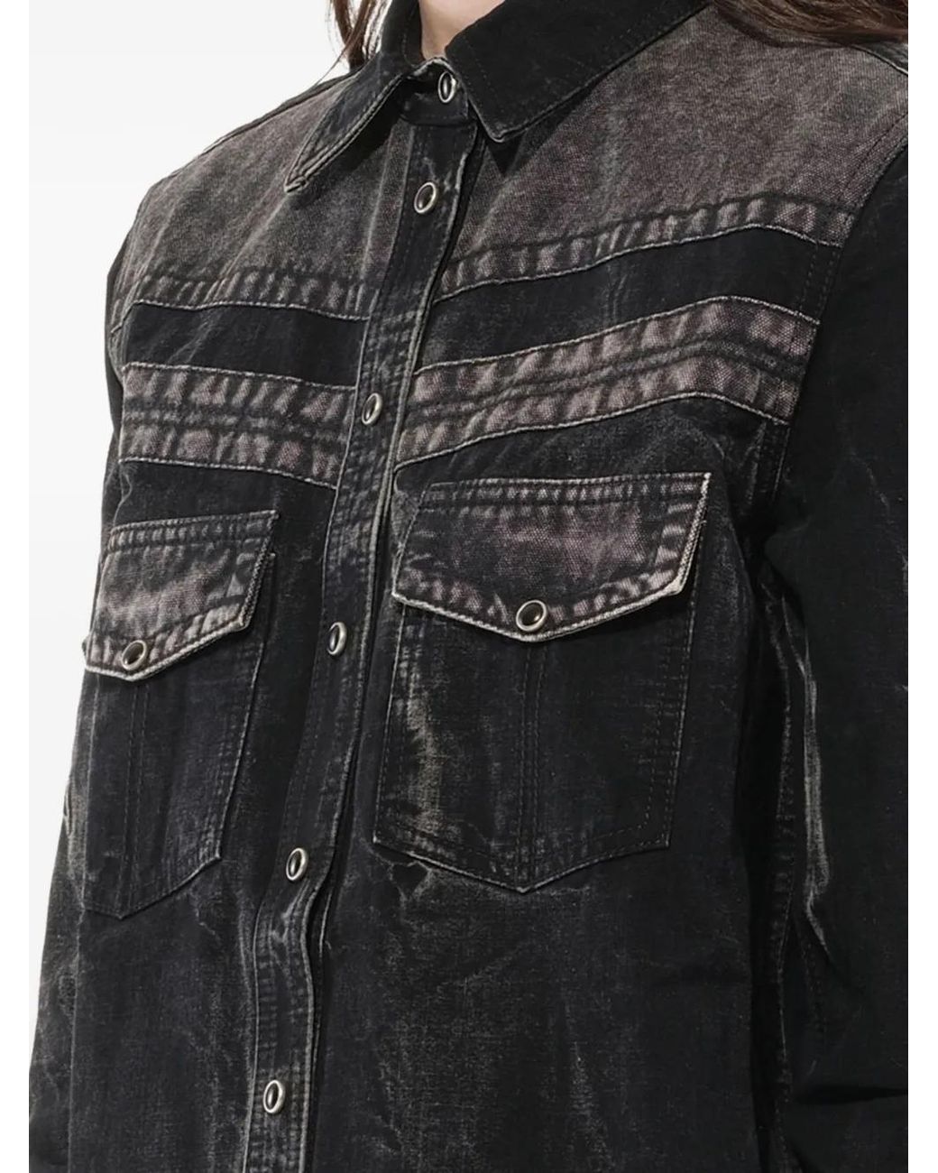 Givenchy Black Acid-Wash Chest-Pocket Shirt