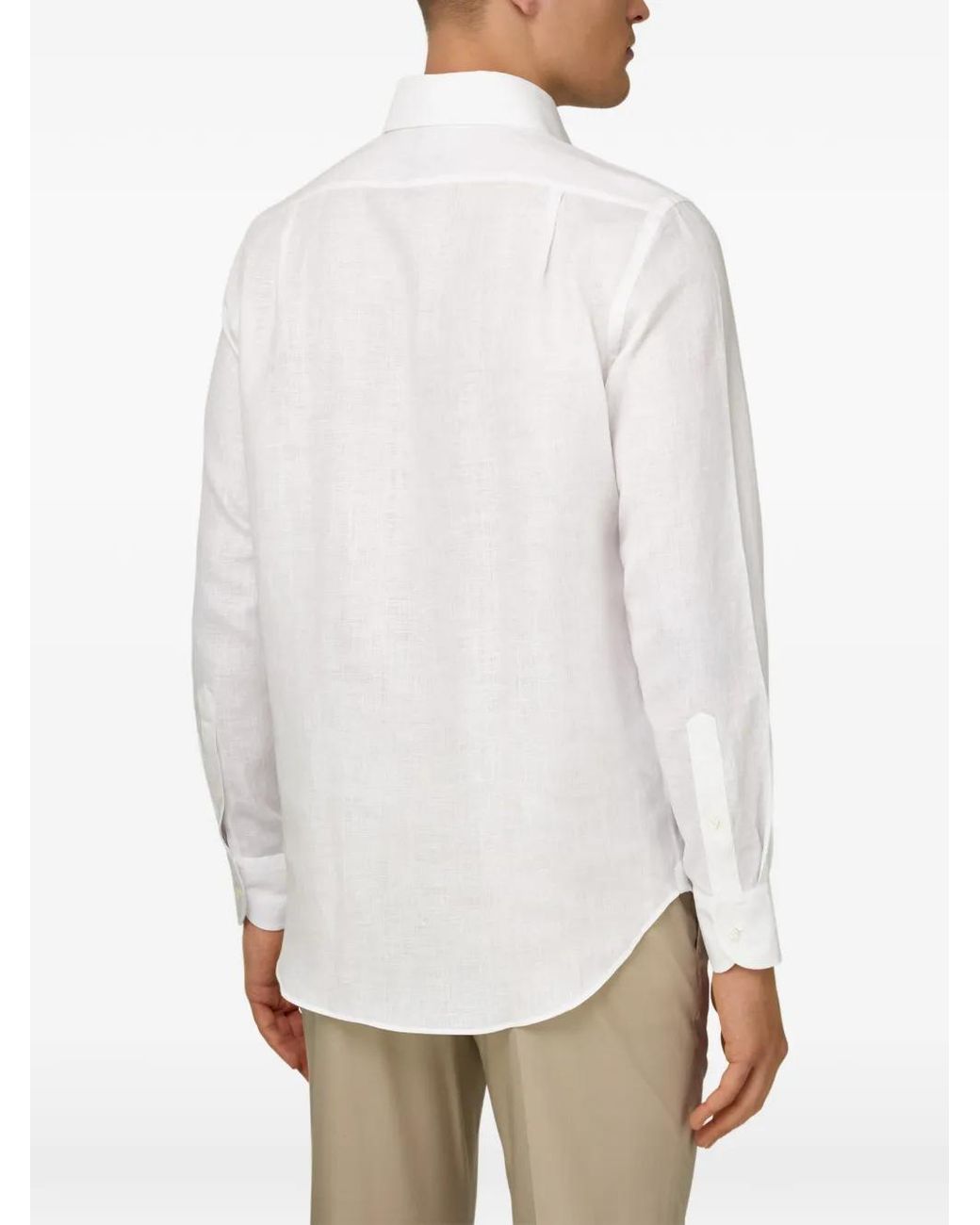 Boggi White Eegular Fit Linen Shirt for men