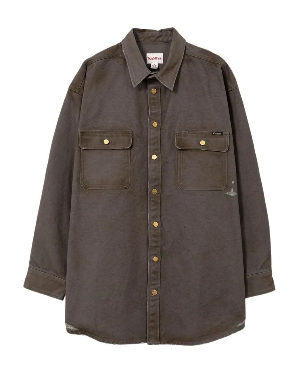 KAMIYA Brown Ripped-Detail Pocket Shirt for men