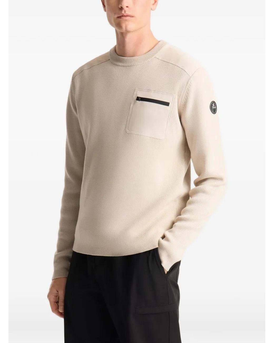 Fusalp White Tevan Chest-Pocket Wool Sweater for men
