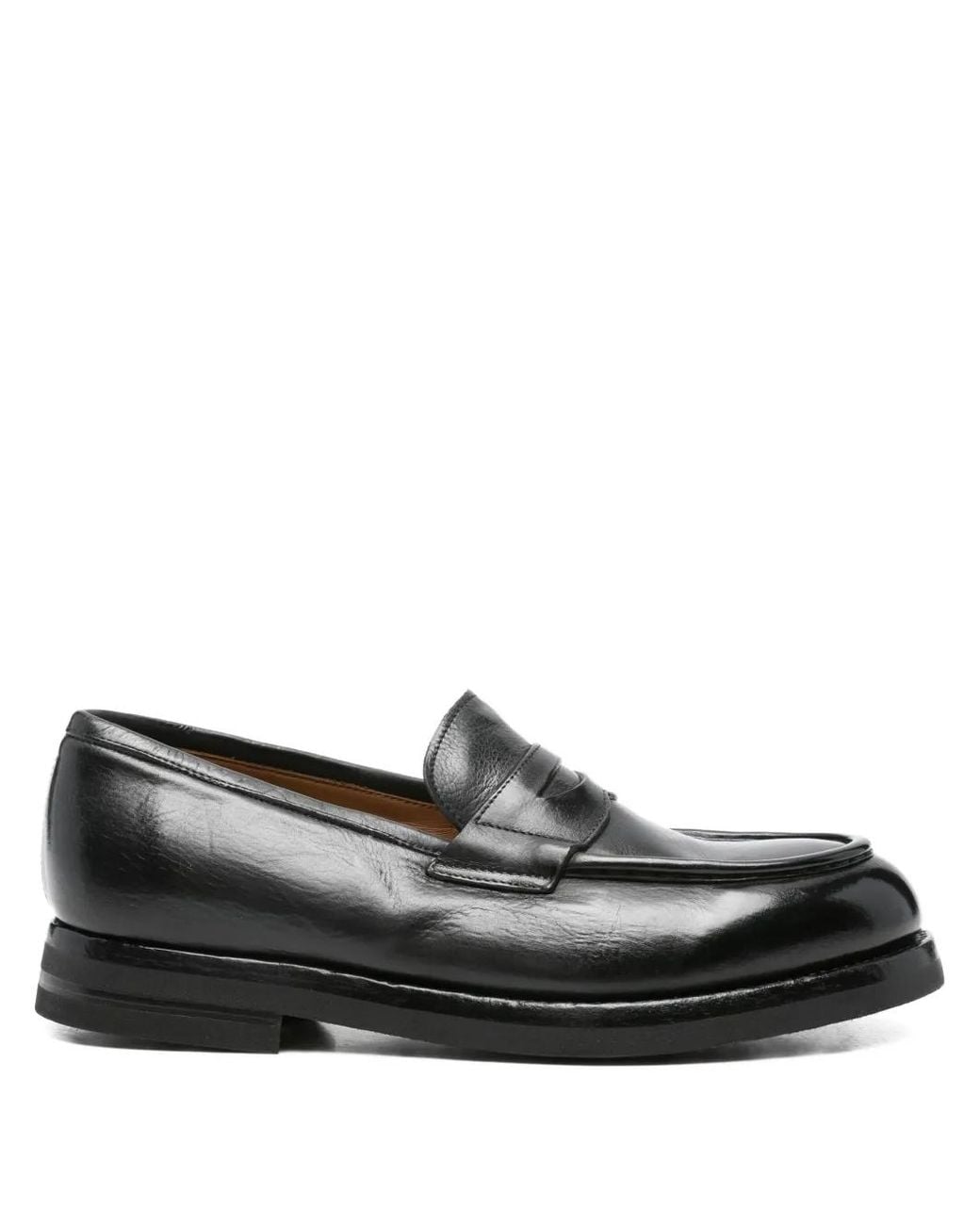 Green George Black Penny Leather Loafers for men