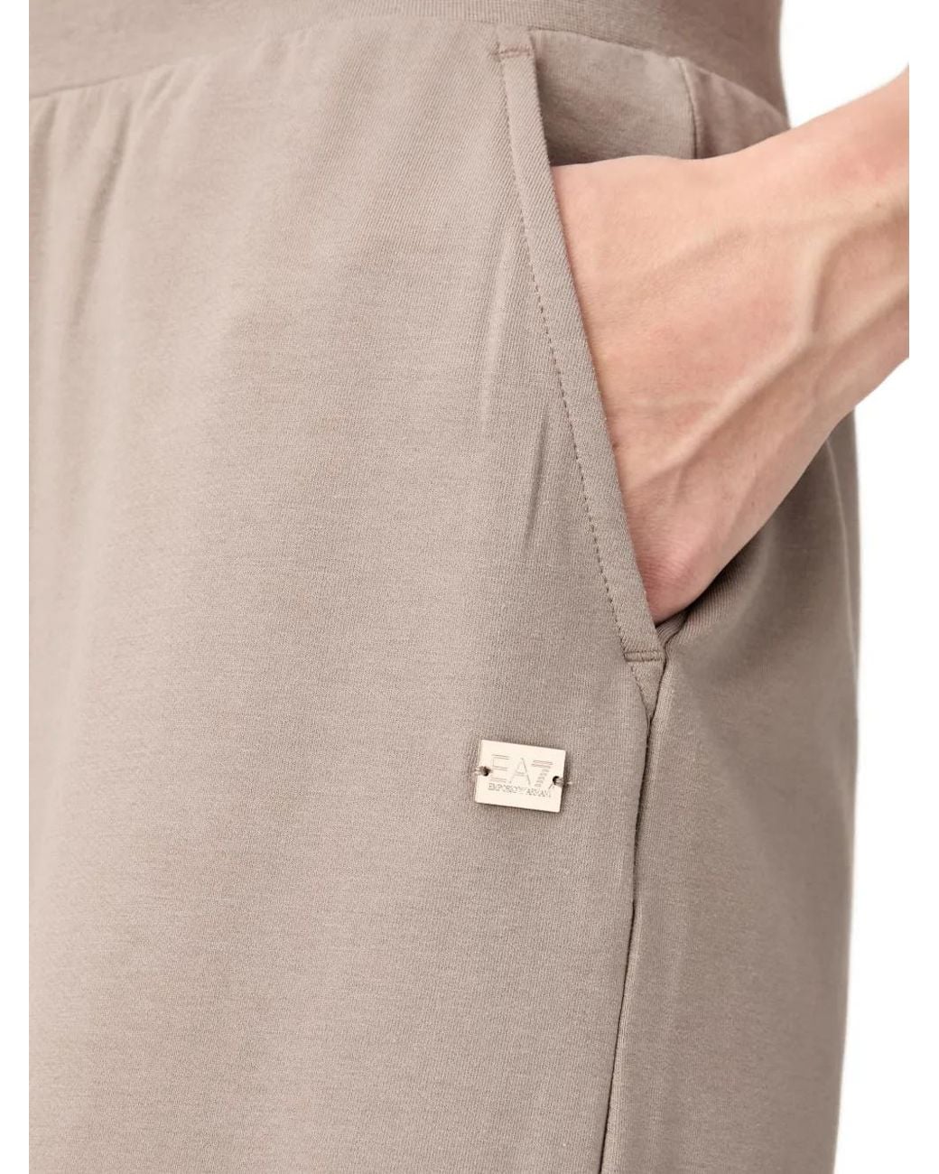 EA7 Natural Logo-Plaque Wide-Leg Track Pants