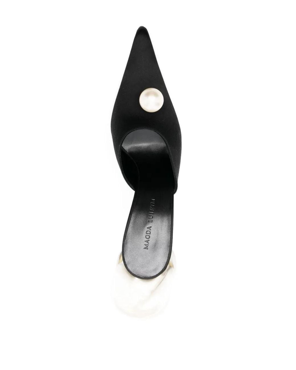 Magda Butrym Black "Flower" Heel Mules Satin
