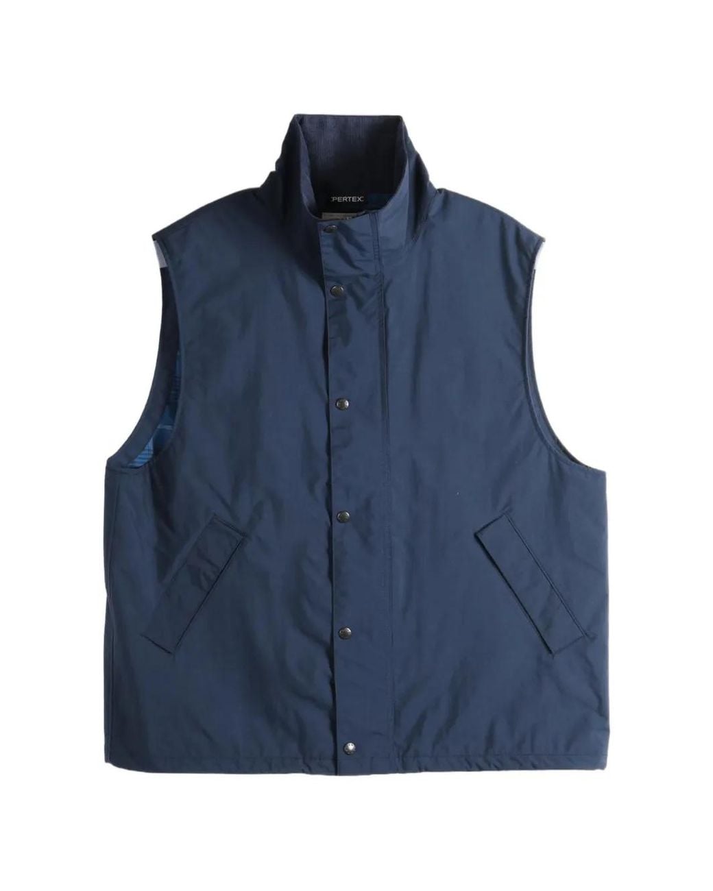 Nanamica Blue High-Neck Press-Stud Gilet for men