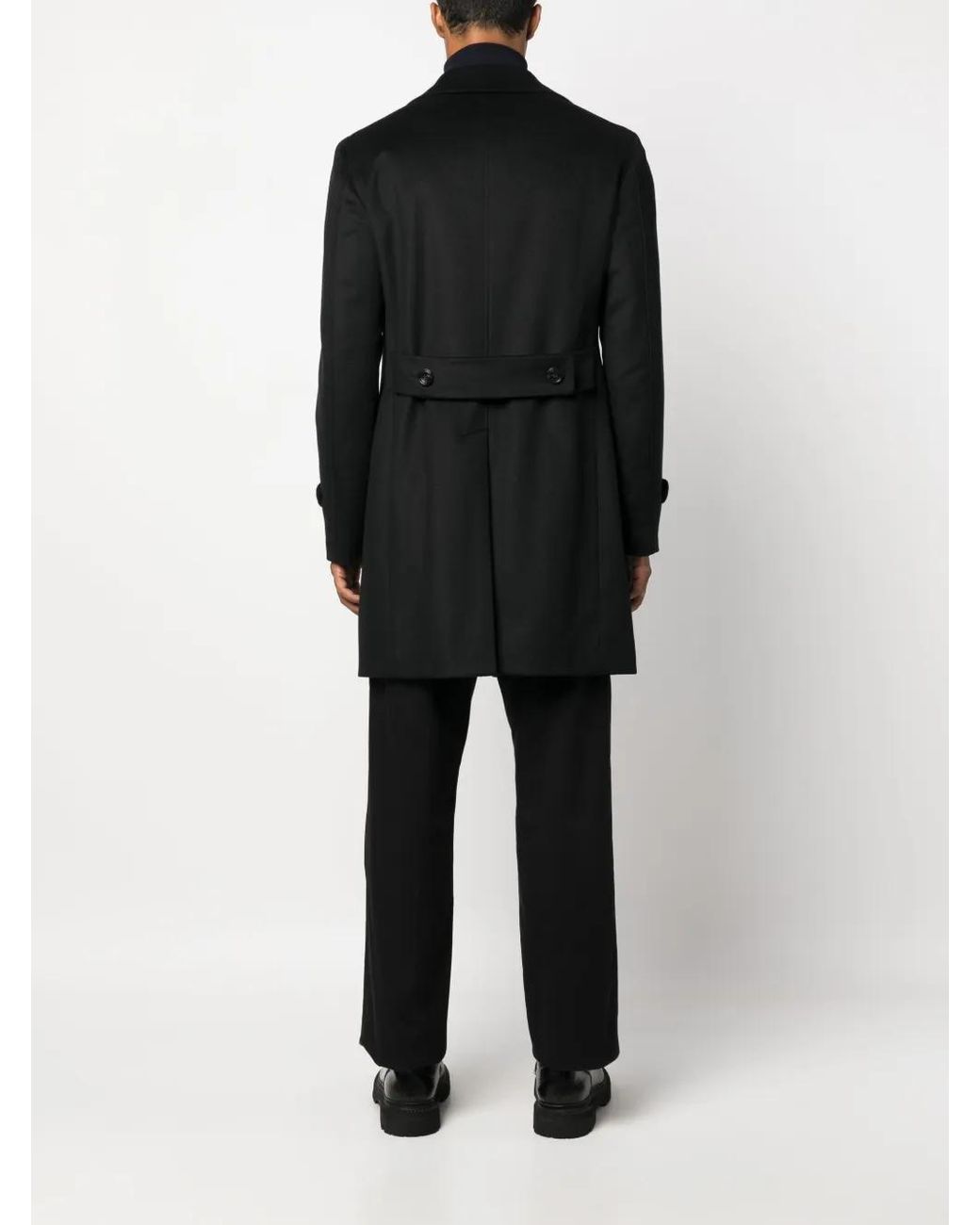 Tagliatore Black Concealed-Fastening Virgin Wool Jacket for men