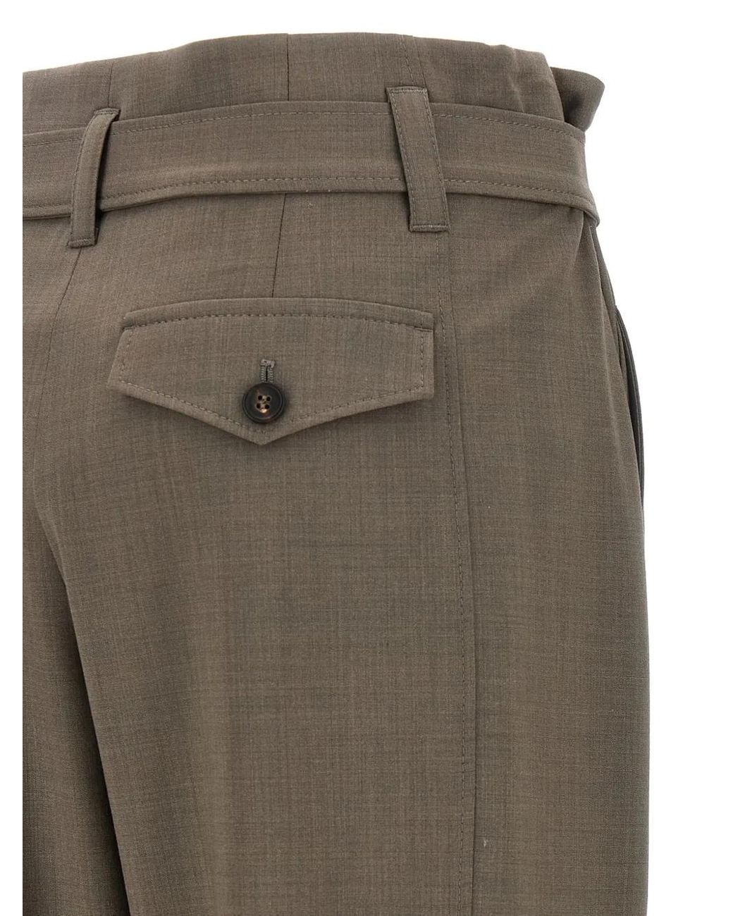 Brunello Cucinelli Gray Belted Cargo Trousers