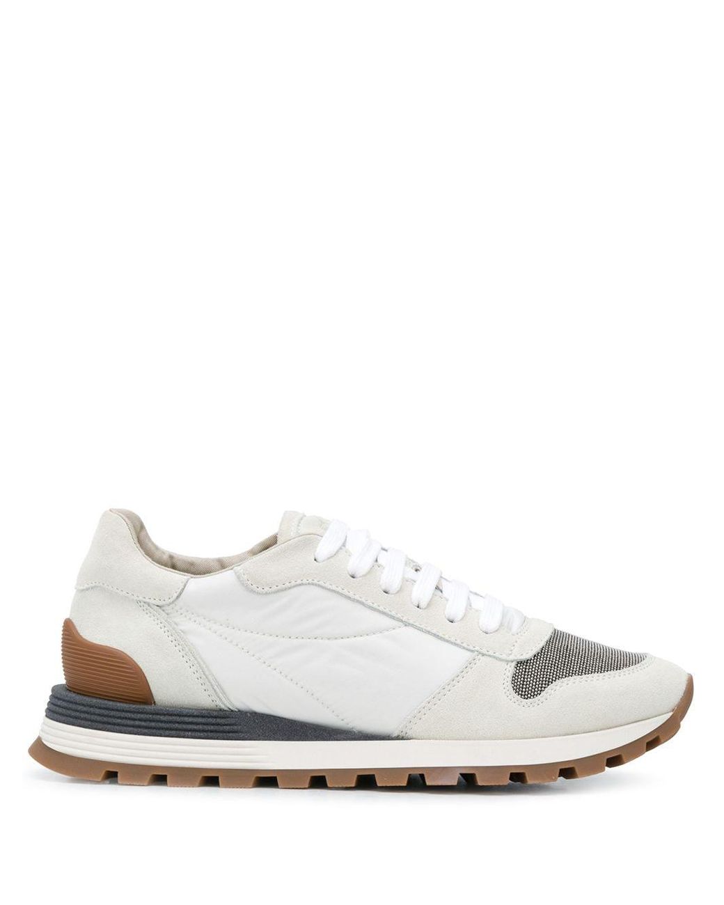 Brunello Cucinelli Leather Colour-block Sneakers in White - Lyst