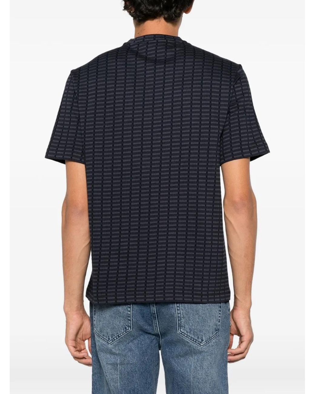 Emporio Armani Blue Geometric-Pattern T-Shirt for men