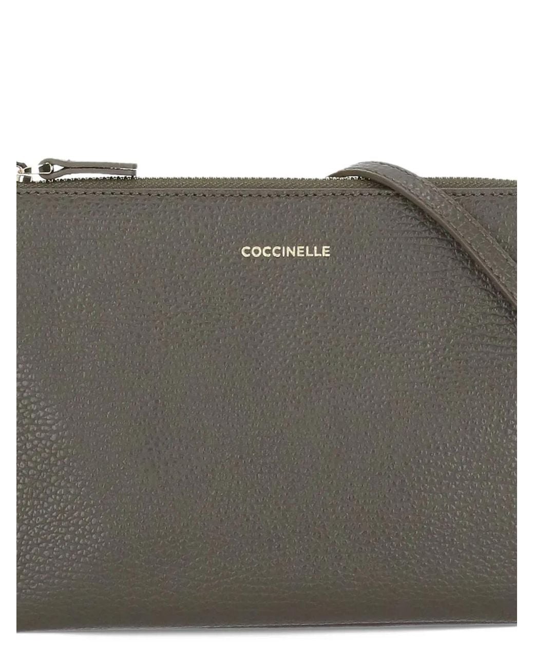 Coccinelle Gray Grained-Leather Clutch Bag