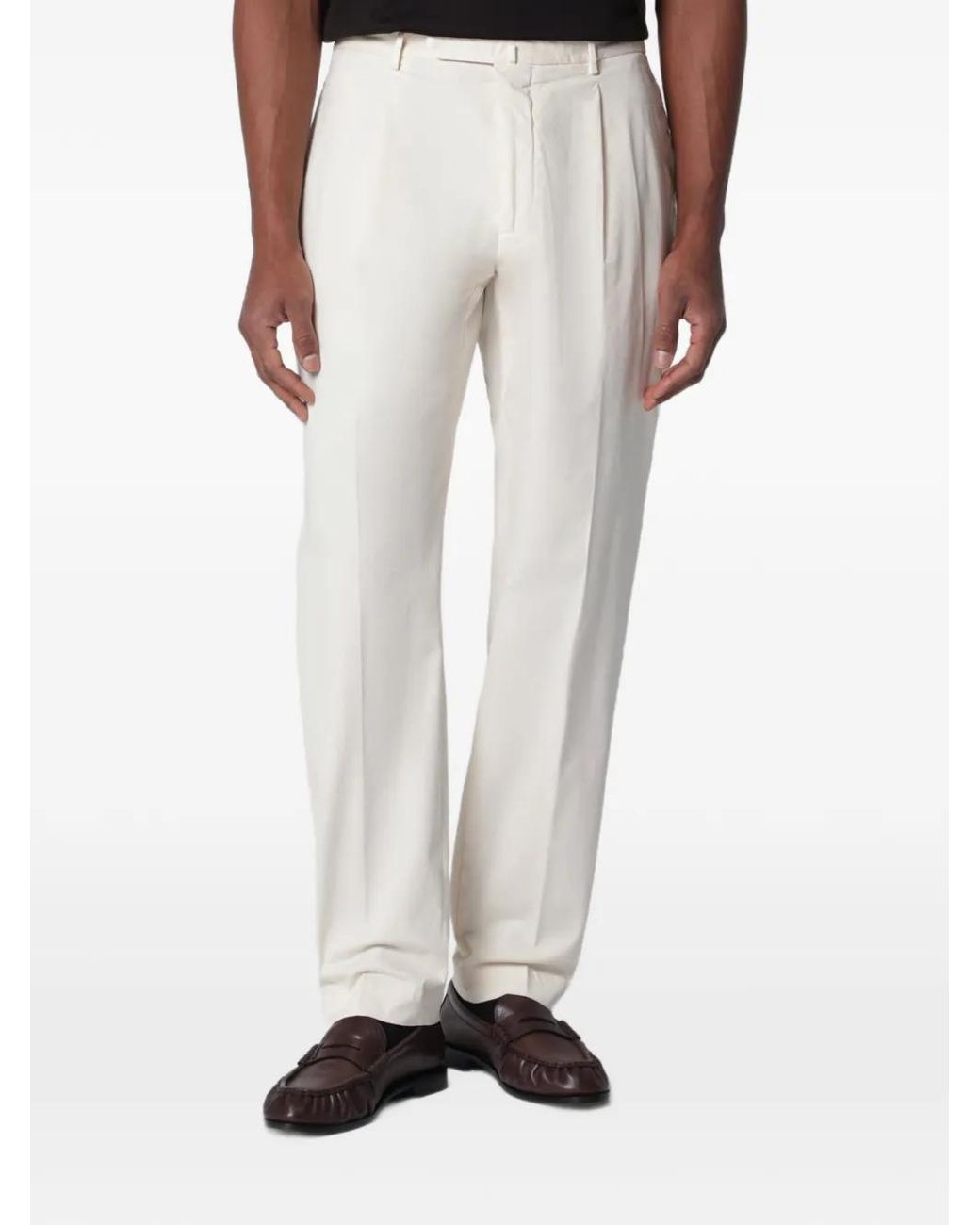 Santaniello White Arechi Pleated Trousers for men