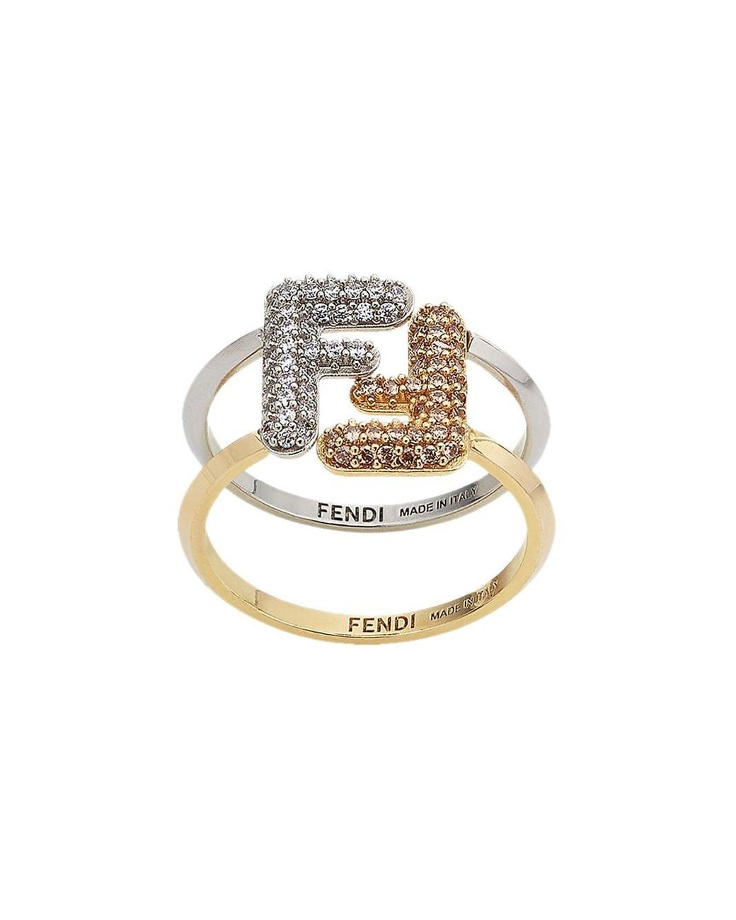 Fendi Crystal-embellished Maxi Logo Ring in Gold (Metallic) | Lyst Canada