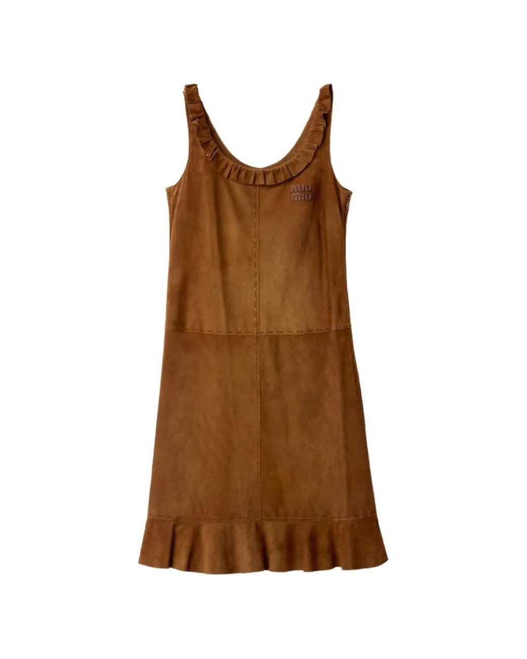 Miu Miu Brown Waxed Suede Dress
