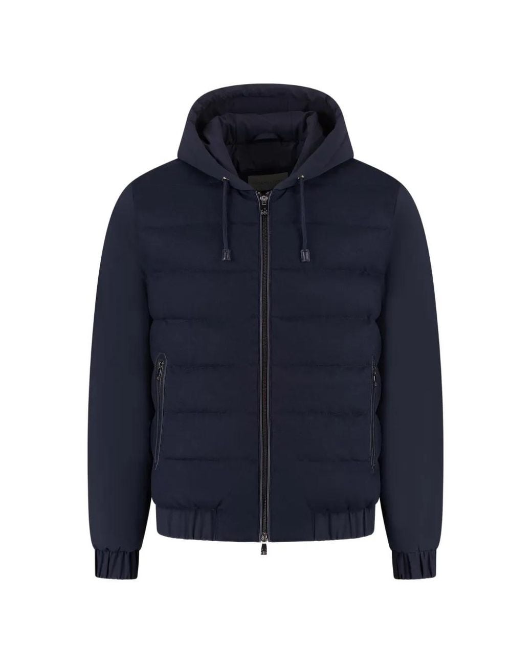 Corneliani Blue Quilted Hooded Jacket for men