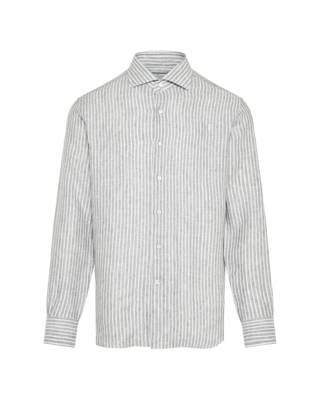 Alessandro Gherardi White Chemise Rayée En Lin for men