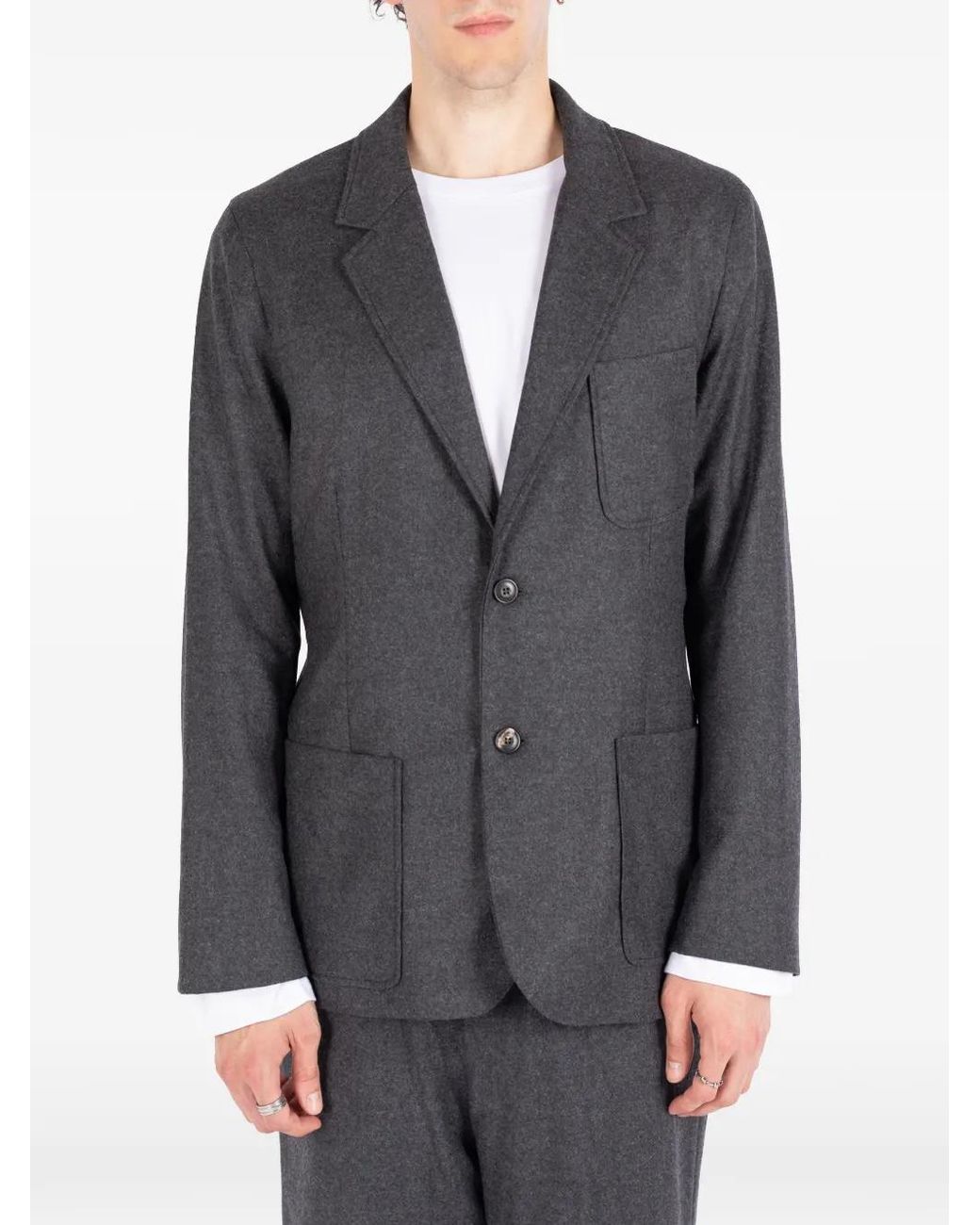 Societe Anonyme Gray Wool Notch-Lapel Blazer for men