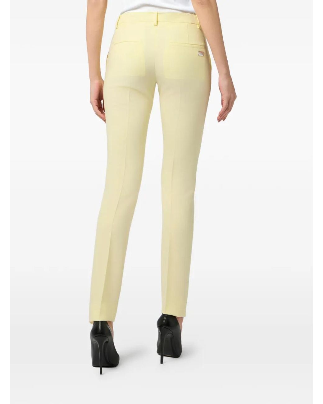 Philipp Plein Yellow Wool Office Trousers Regular Waist