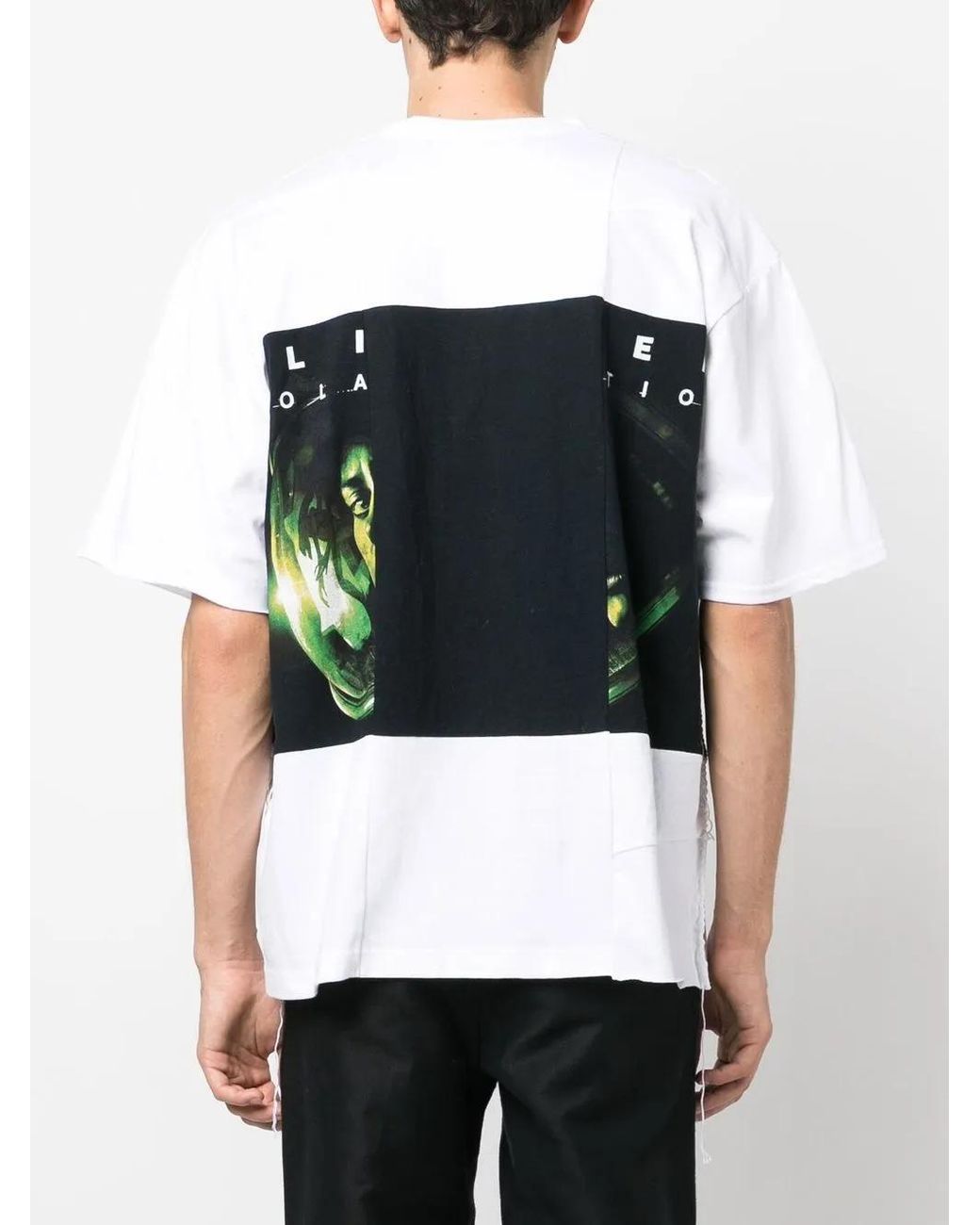 Children of the discordance White Graphic-Print Patchwork T-Shirt for men