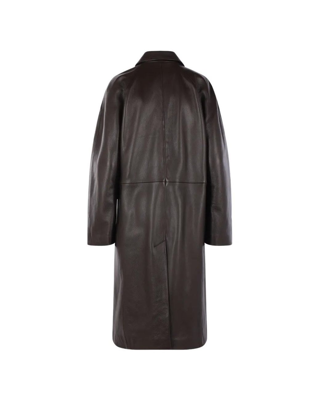 Totême Black Button-Up Leather Coat