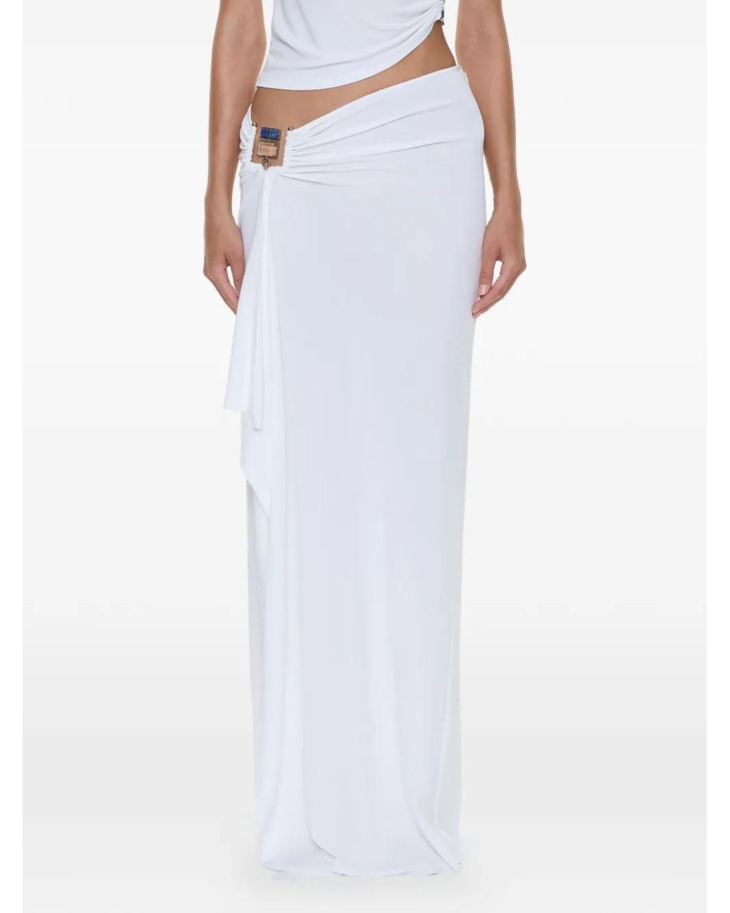 Christopher Esber White Quartz Buckle Cascade Maxi Skirt