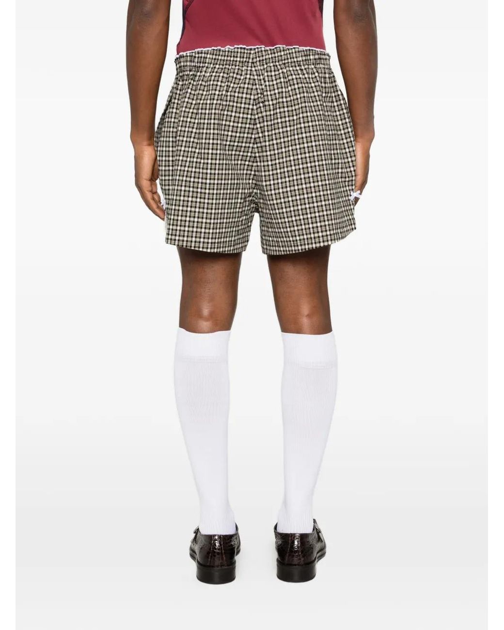 Martine Rose Gray Check Lace-Trim Shorts for men