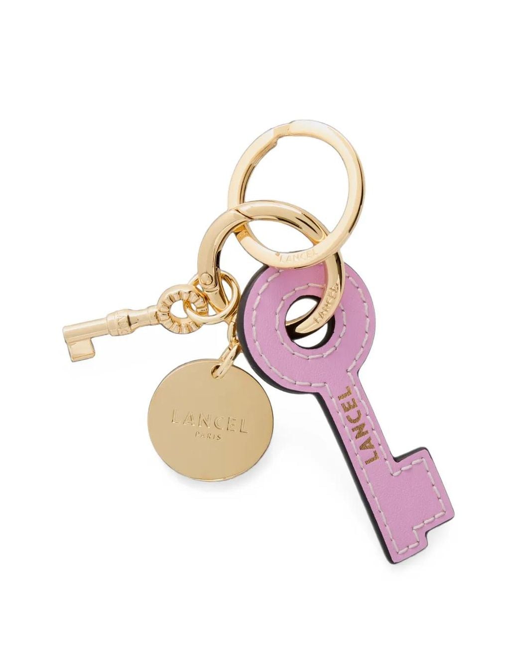 Lancel Pink Master Leather-Pendant Key Keyring
