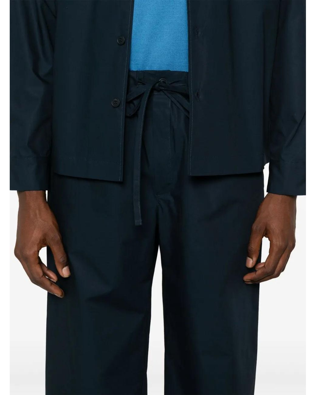 MODES GARMENTS Blue Poplin Straight-Leg Trousers for men