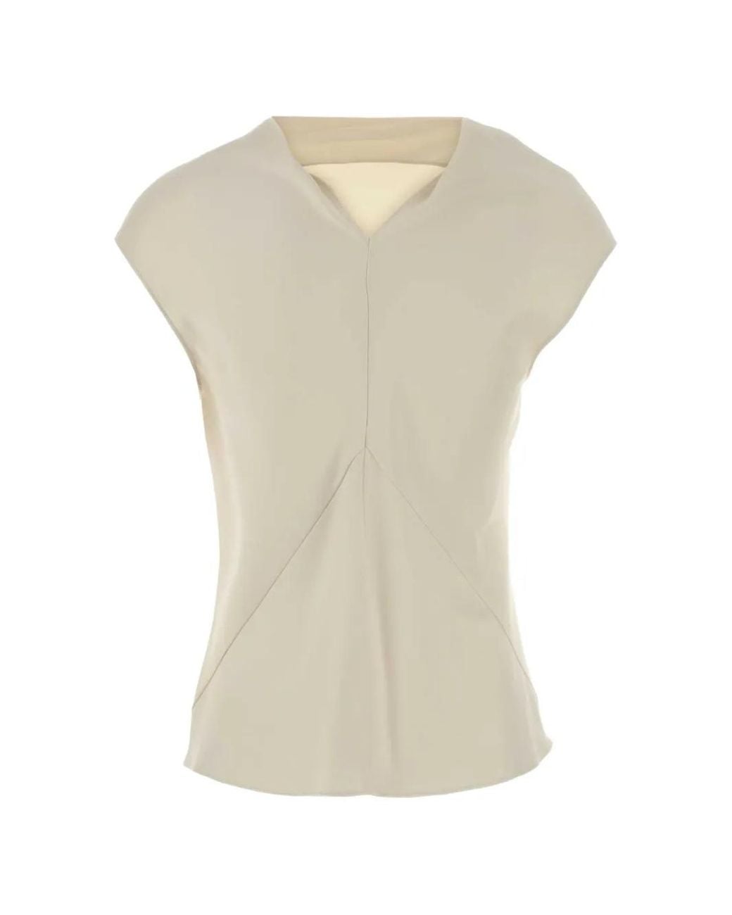 Alberta Ferretti White Satin Cowl-Neck Top