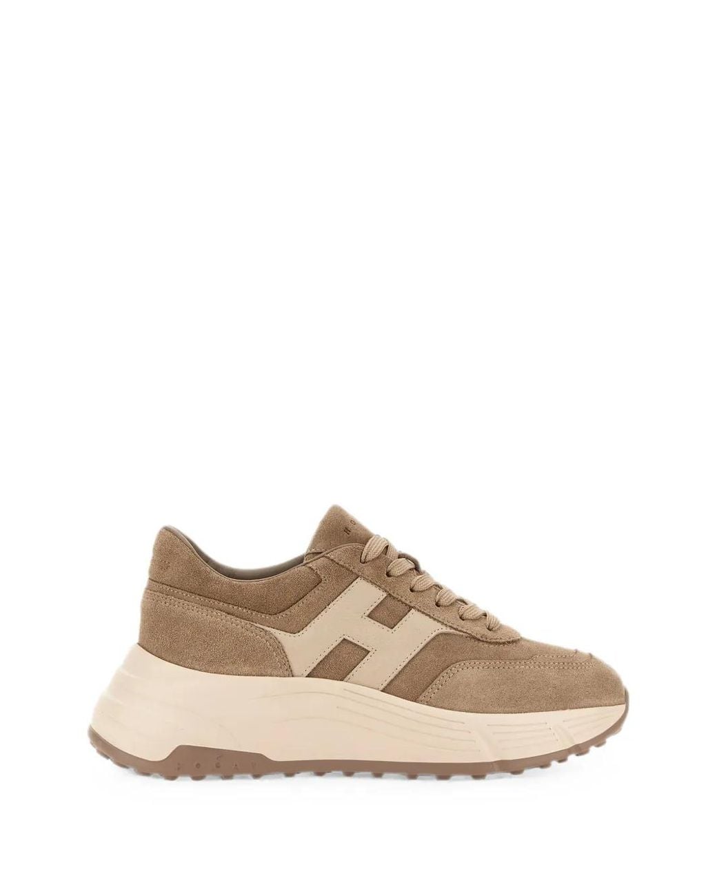 Hogan Natural Suede Sneakers With Contrasting 'H' Logo And Chunky Sole
