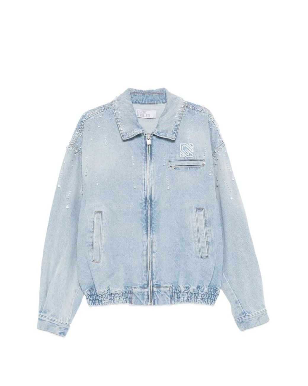 GIUSEPPE DI MORABITO Blue Embellished Bomber Jacket