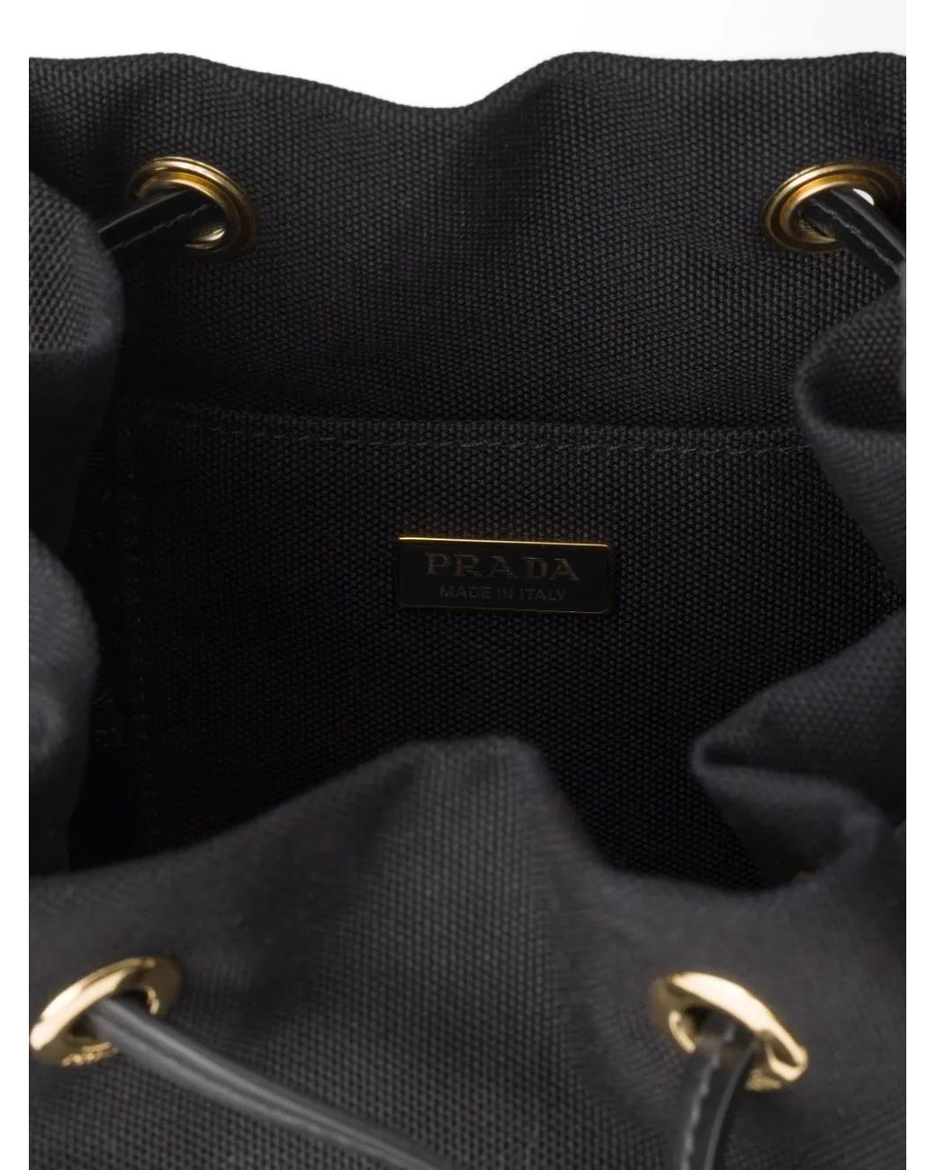 Prada Black Wicker And Canvas Bucket Bag