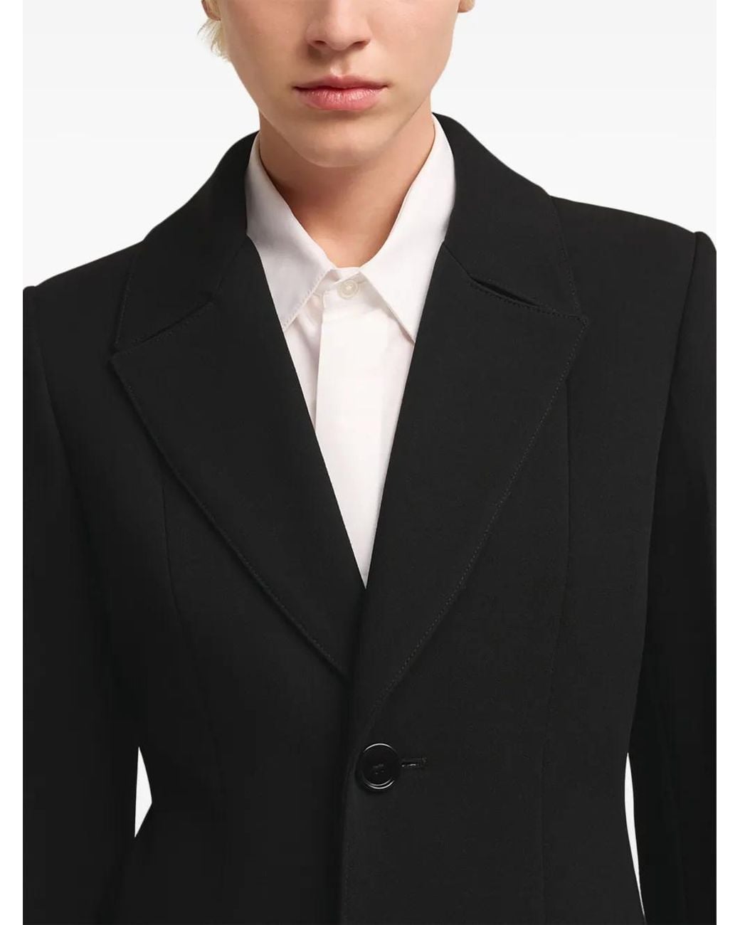 AMI Black Single-Breasted Virgin-Wool Coat