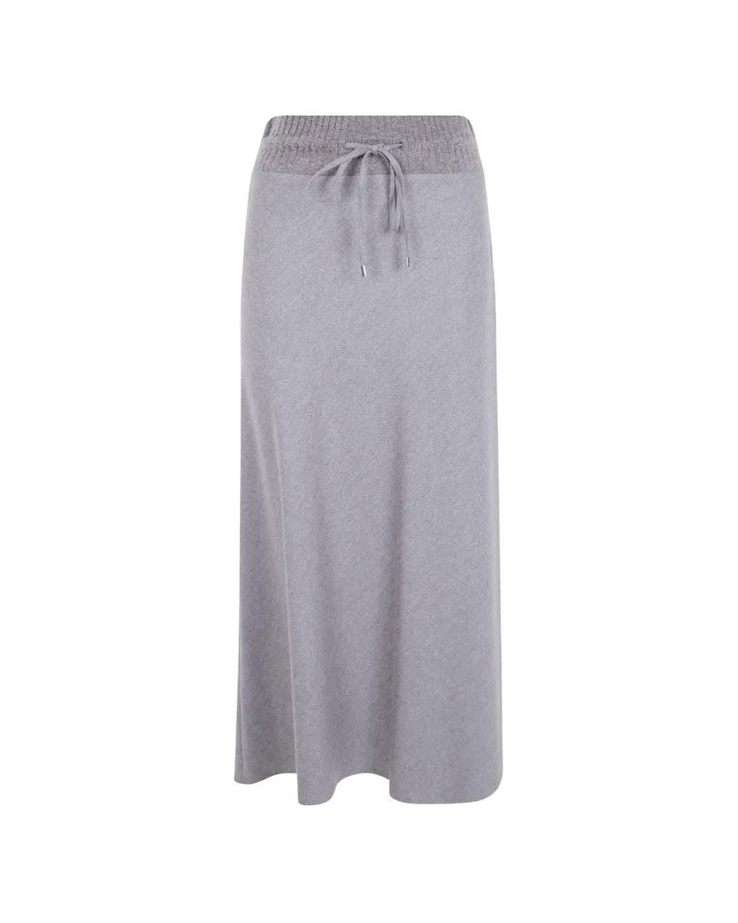 D.exterior Gray Drawstring-Waistband Wool Skirt