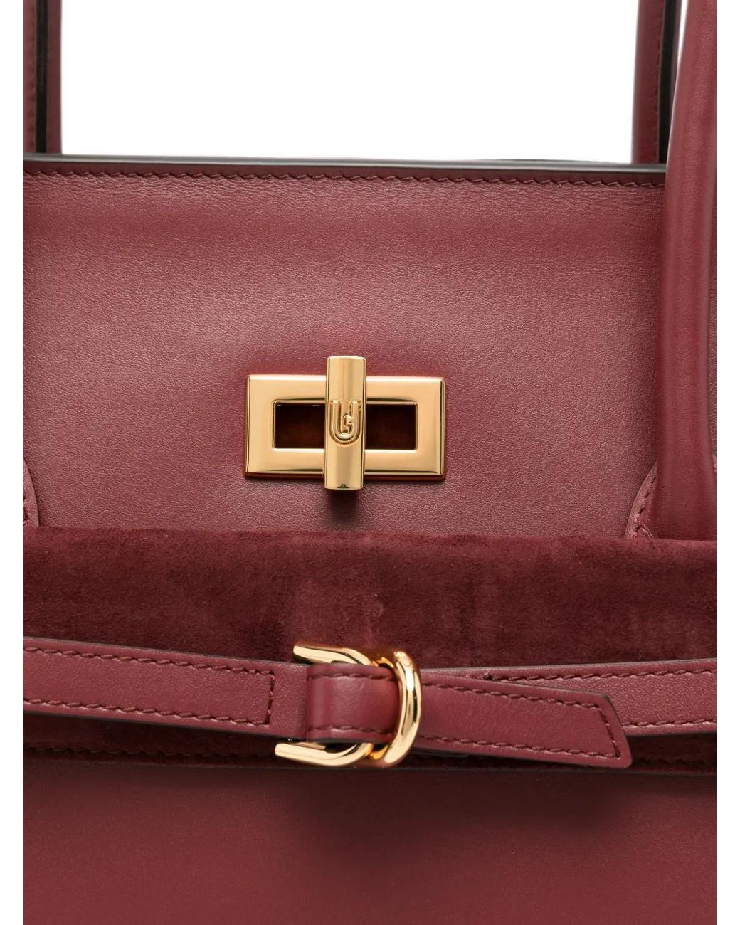 Furla Red Turn-Lock Buckle-Detail Leather Tote Bag